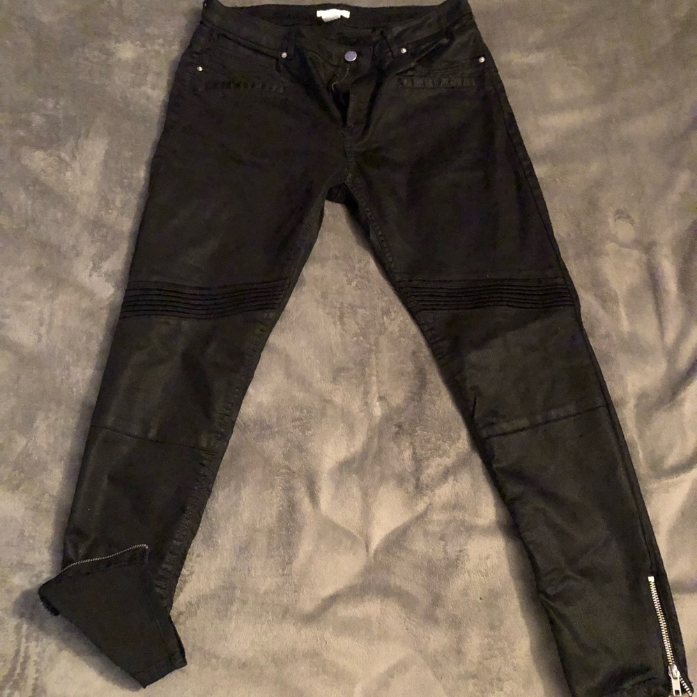 COPY - Waxed Denim Skinny Biker Pants